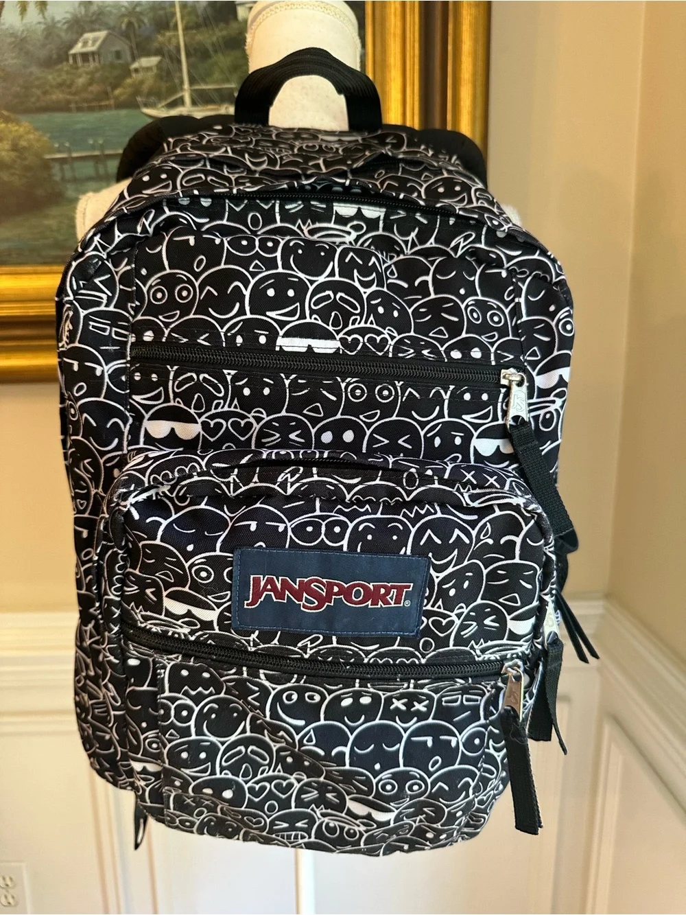 JANSPORT Black White Emoji Print Big Student Backpack